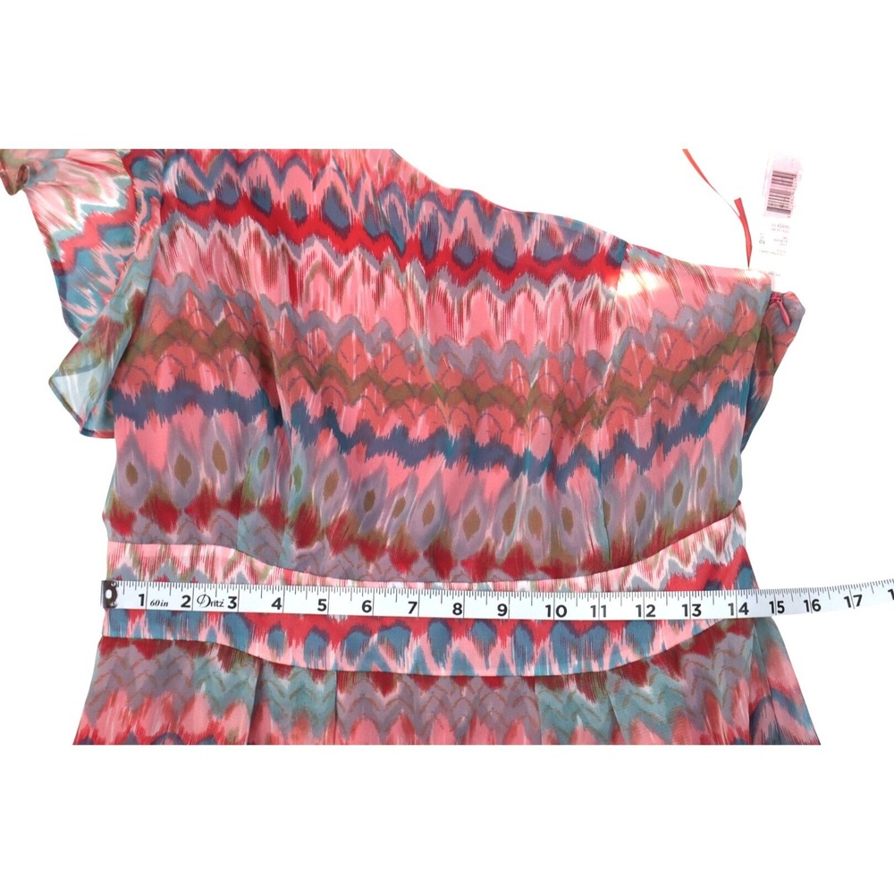 Antonio Melani Santa Fe One Shoulder Maxi Dress Ikat Chevron Multi Color Size 10 - Picture 5 of 7